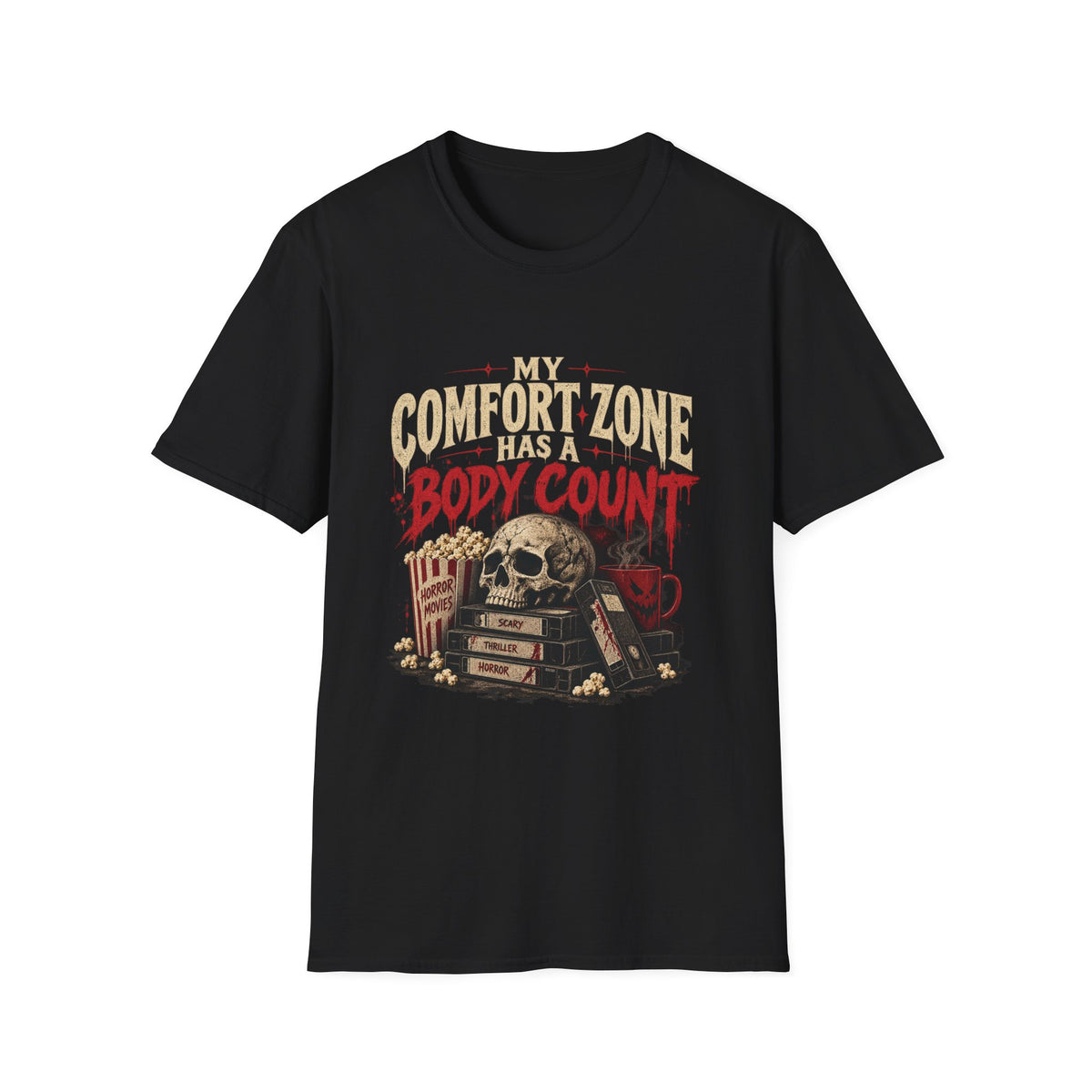 My Comfort Zone Has a Body Count – Retro Horror Movie T-Shirt